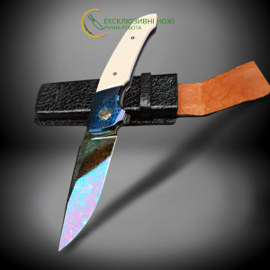 ШКІРА ДРАКОНА RAPTOR (RAPTOR dragon skin) складний ніж ручної роботи майстра студії ANDROSHCHUK KNIVES, Сталь - Дамаська сталь Ddamascus 